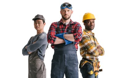 Grup çok ırklı inşaat işçileri