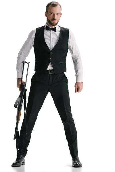 Agente secreto en traje con rifle — Foto de Stock