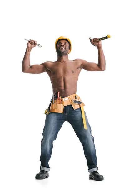 stock image shirtless handsome afro builder