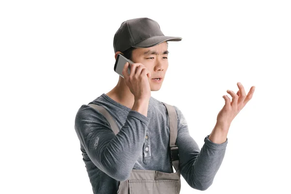 Construction worker talking by phone — Stock Photo, Image