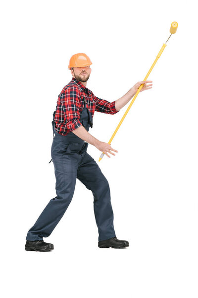 construction worker with roller brush