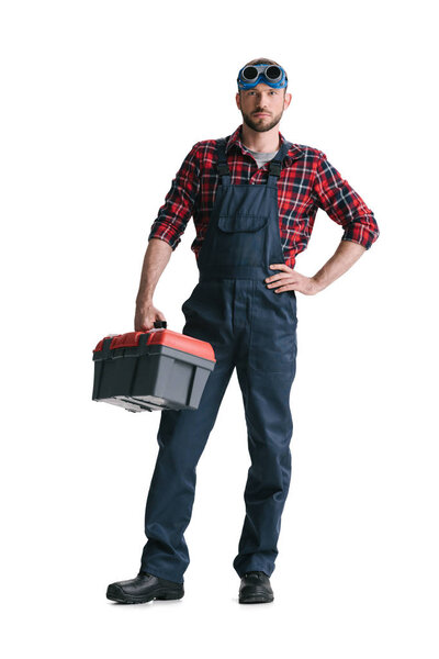 construction worker with toolbox