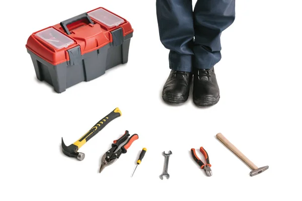 stock image construction worker with tools