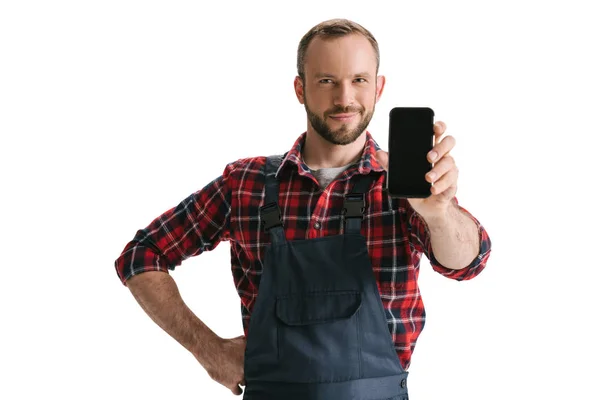 Pohledný muž s smartphone — Stock fotografie