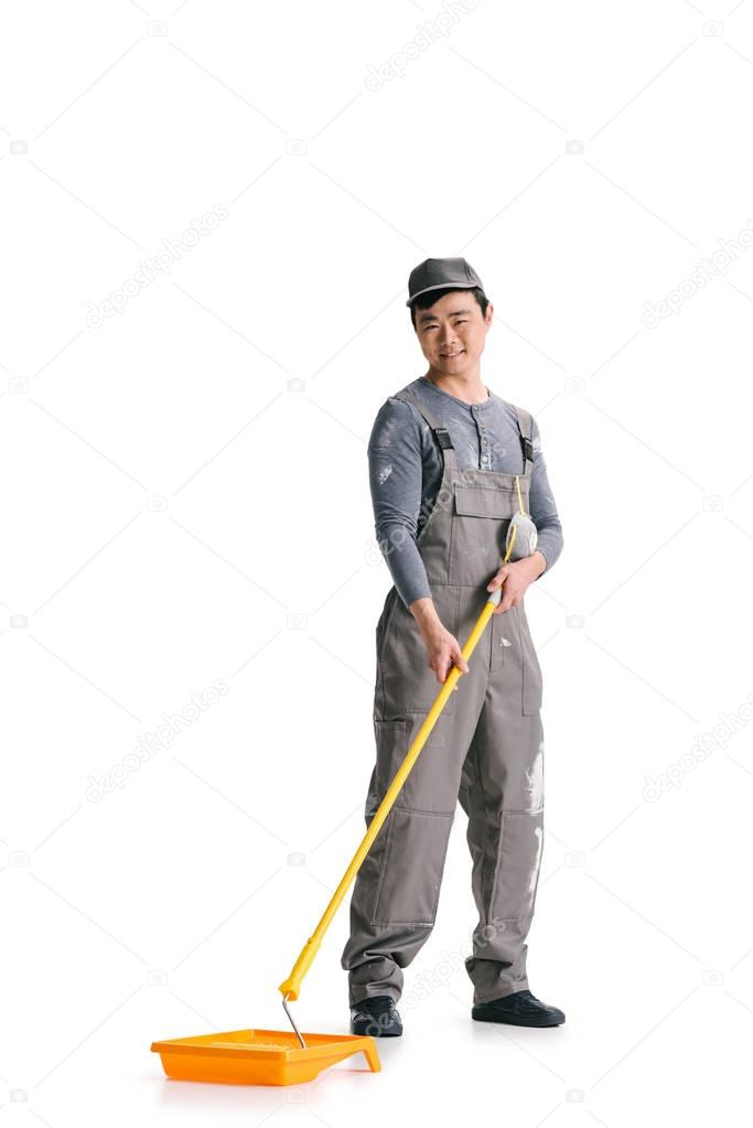 construction worker with roller brush