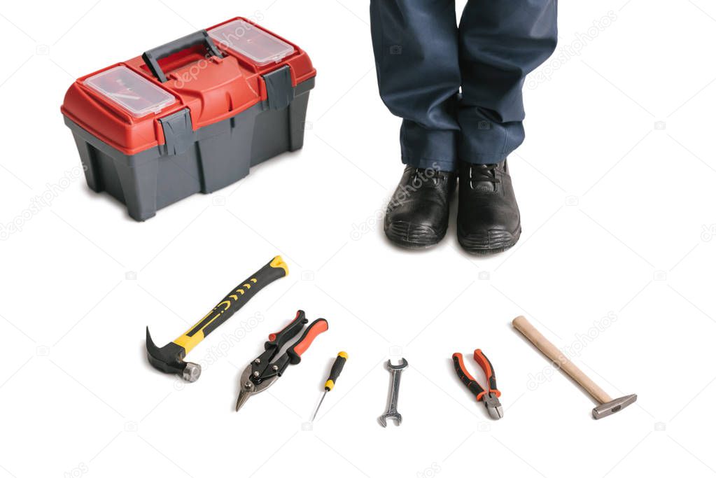 Construction worker with tools — Stock Photo © TarasMalyarevich 162618942