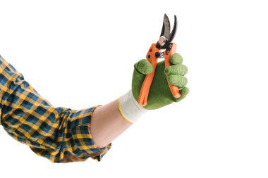 secateurs elinde tutan bahçıvan