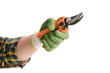 secateurs elinde tutan bahçıvan