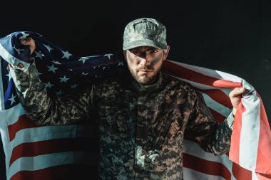 soldier with united states flag clipart