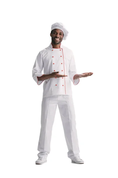 Happy chef doing presentation — Stock Photo, Image