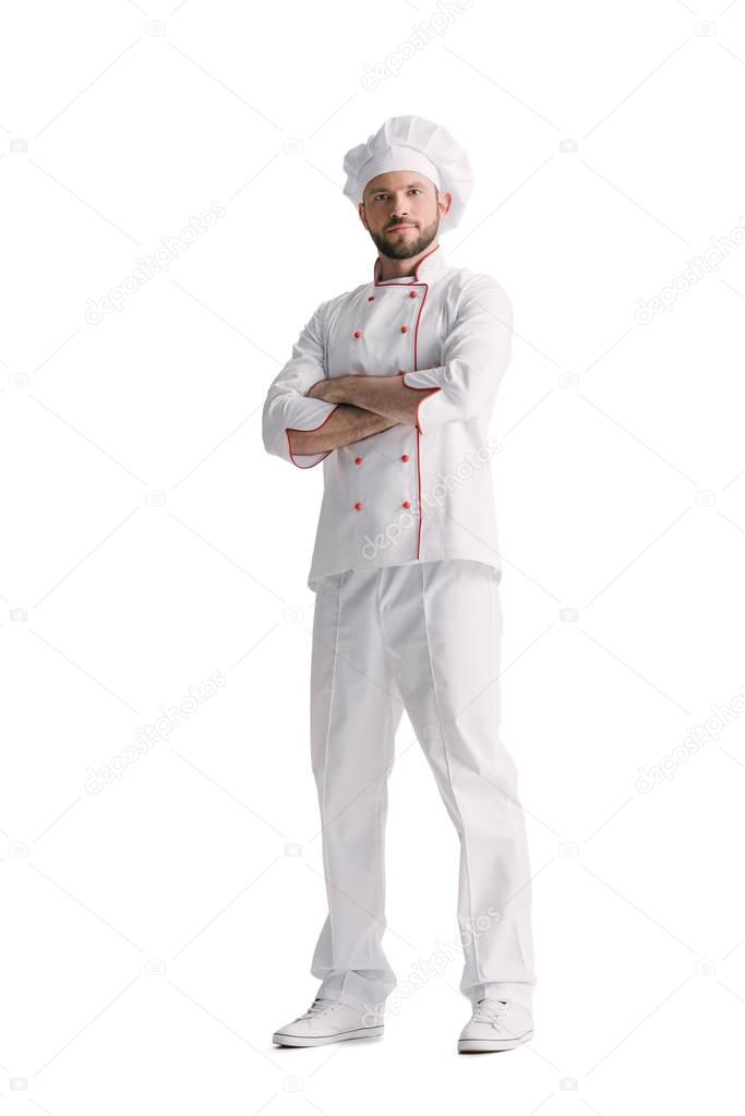 pensive chef with folded arms
