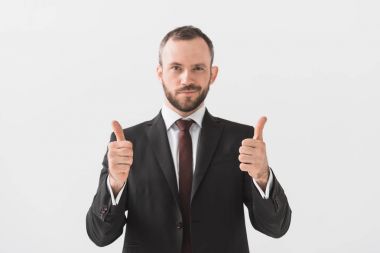 businessman showing thumbs up clipart