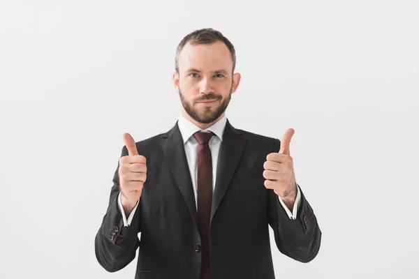 Hombre de negocios mostrando pulgares hacia arriba — Foto de Stock