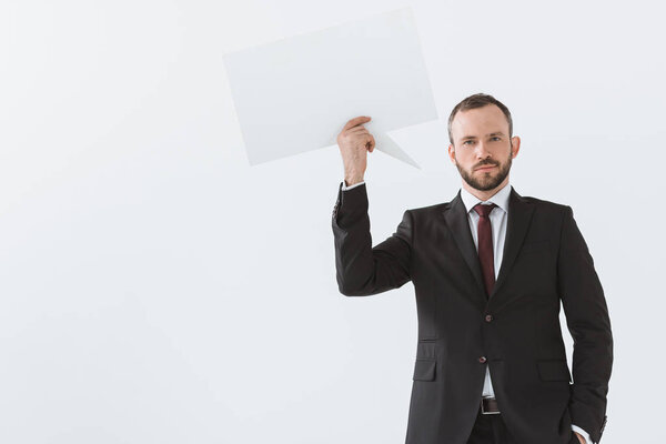 businessman with blank card