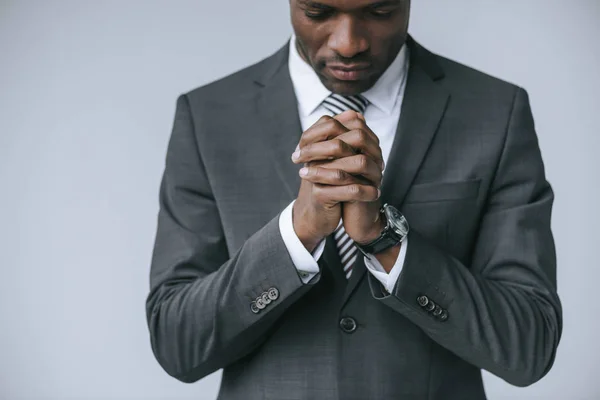 Praying african american businessman — Stock Photo, Image