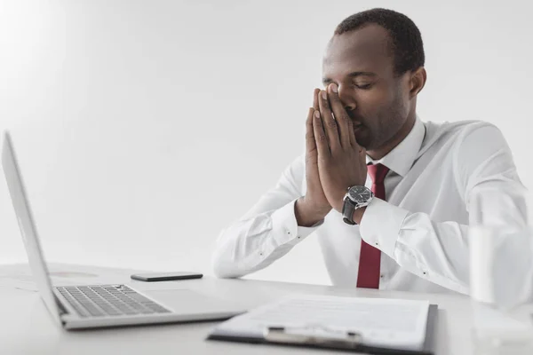 Tired african american businessman — Stock Photo, Image