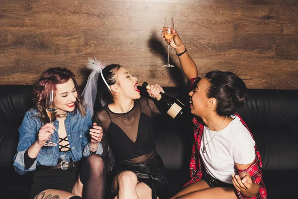 Multicultural women having fun at hen party — Stock Photo, Image