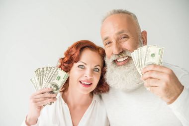 couple with dollar banknotes clipart