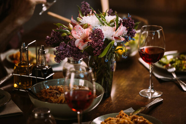 table served for dinner