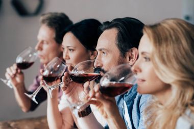 Arkadaşlar şarap içiyor. 