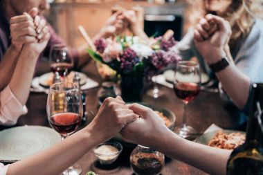 people praying before dinner clipart