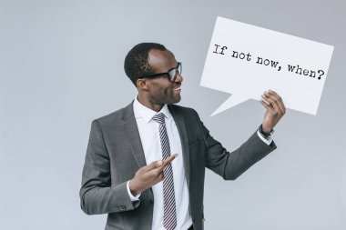 african american businessman with blank card clipart