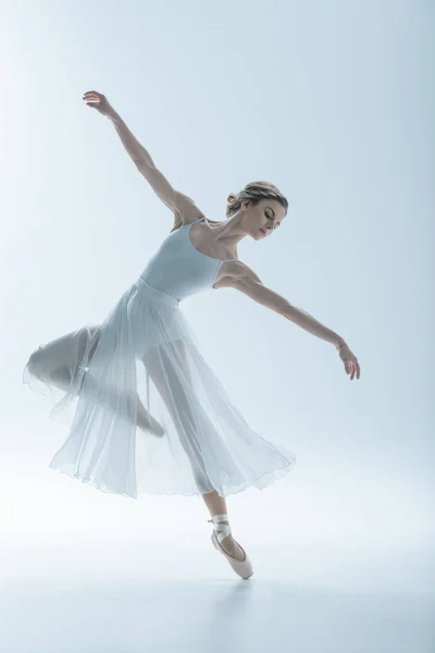 Elegant Ballet Dancer White Dress Isolated White — Stock Photo, Image