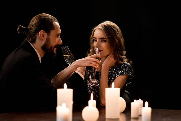 Couple drinking champagne — Stock Photo