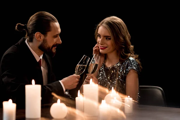 Couple drinking champagne — Stock Photo