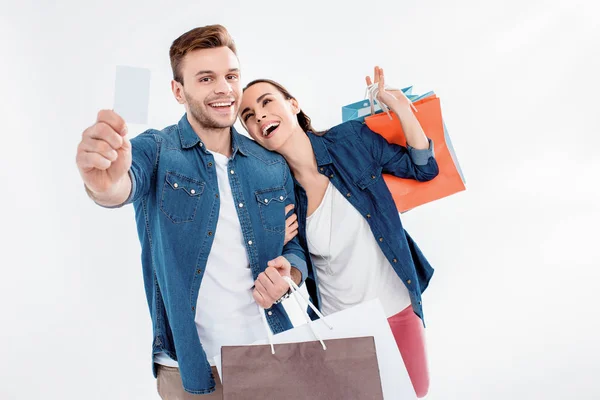 Happy couple after shopping — Stock Photo