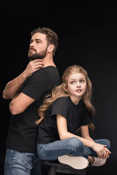 Padre e figlia pensosi — Foto stock