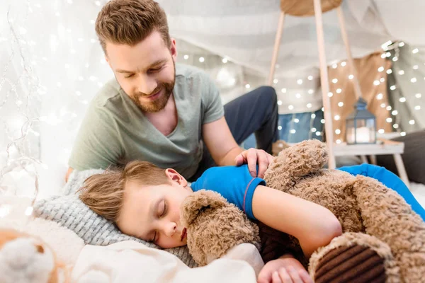 Father and sleeping son — Stock Photo