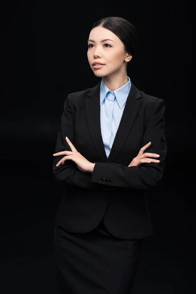 Donna d'affari in abito nero — Foto stock