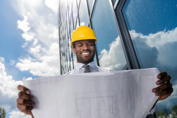 Professional architect in hard hat — Stock Photo