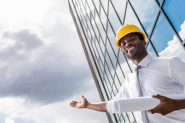 Professional architect in hard hat — Stock Photo