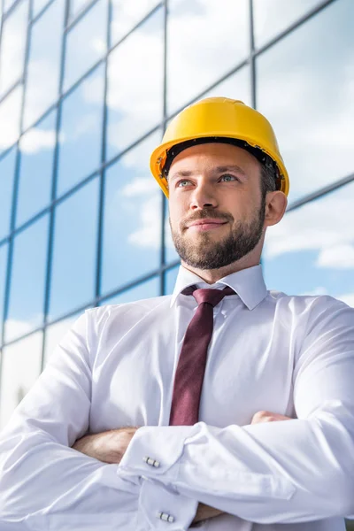 Professional architect in hard hat — Stock Photo