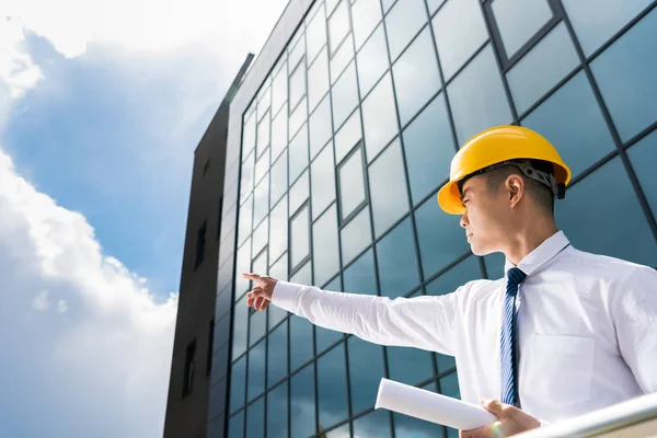 Professional architect in hard hat — Stock Photo