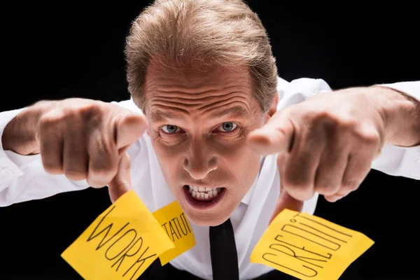 Stressed businessman with sticky notes — Stock Photo