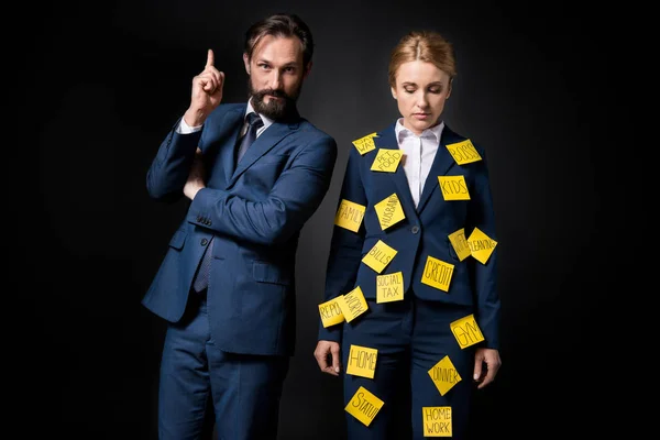 Stressed businesswoman with colleague — Stock Photo