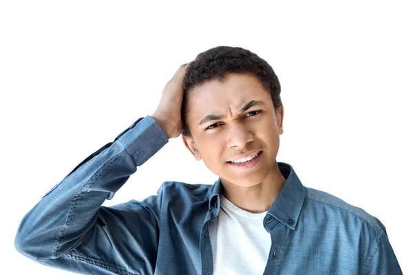 Emotional african american teen boy — Stock Photo