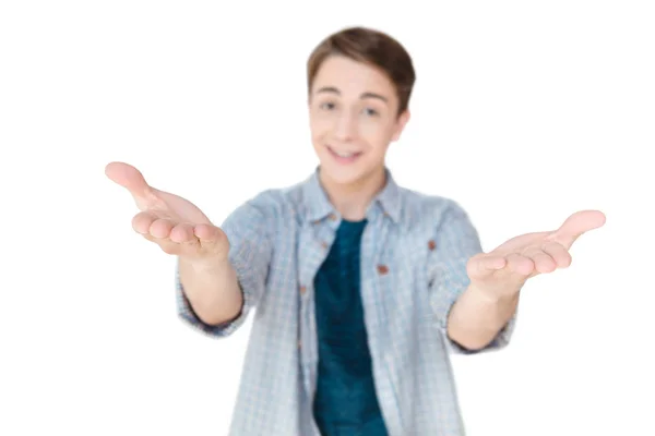 Caucasian teenager with outstretched arms — Stock Photo