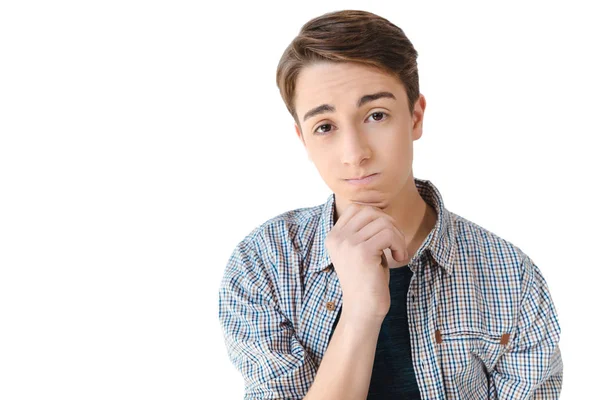 Chateado caucasiano adolescente menino — Fotografia de Stock