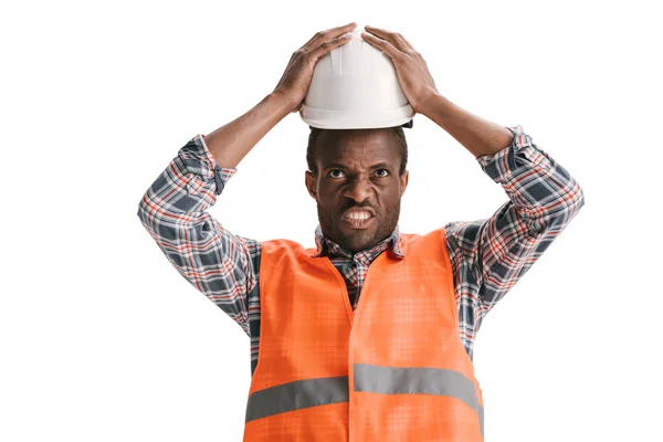 Construction worker in hardhat — Stock Photo