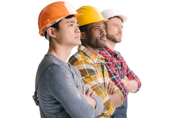 Grupo de trabajadores multiétnicos de la construcción - foto de stock