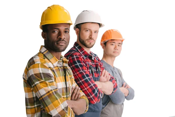 Grupo de trabajadores multiétnicos de la construcción - foto de stock