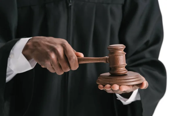 African-american judge with gavel — Stock Photo