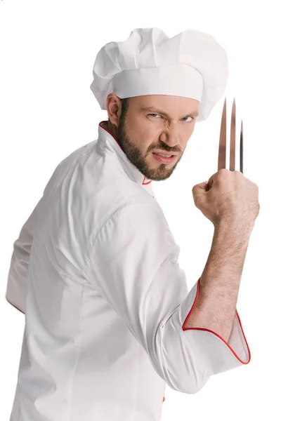 Chef enojado con garras de glotón - foto de stock