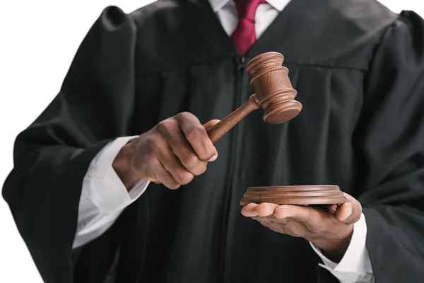 African-american judge with gavel — Stock Photo