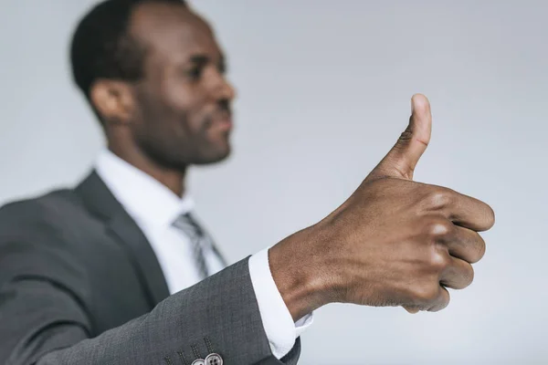 African american businessman showing thumb up — Stock Photo