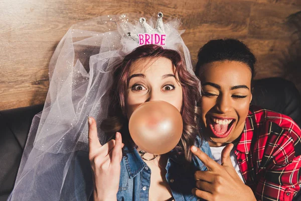 Multiethnic women celebrating hen party — Stock Photo